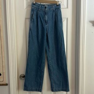 Wilfred Free Embark Jeans Ocean Blue High Rise Pleated Aritzia wide leg size 00